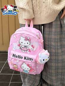 1pc Sanrio Hello Kitty, My Melody, Cinnamoroll Large Capacity Travel Backpack, Fashion Multifunctional Casual Bookbag, Nylon Material, Suitable For Daily Use, Travel, Campus, Outdoor, Ideal Gift Travel Essentials Holiday Vacation Duffle Bag Luggage Suitcase Travel Bag For Women - Multicolor - View 3