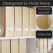 Gold Magazine File Holder Set Of 4 U2013 Stylish Desk Organizer For Home  Office - Elegant Supplies, Bookends  Durable File Holders For A Gold Office Decor - Sọc vàng trắng - Xem 3