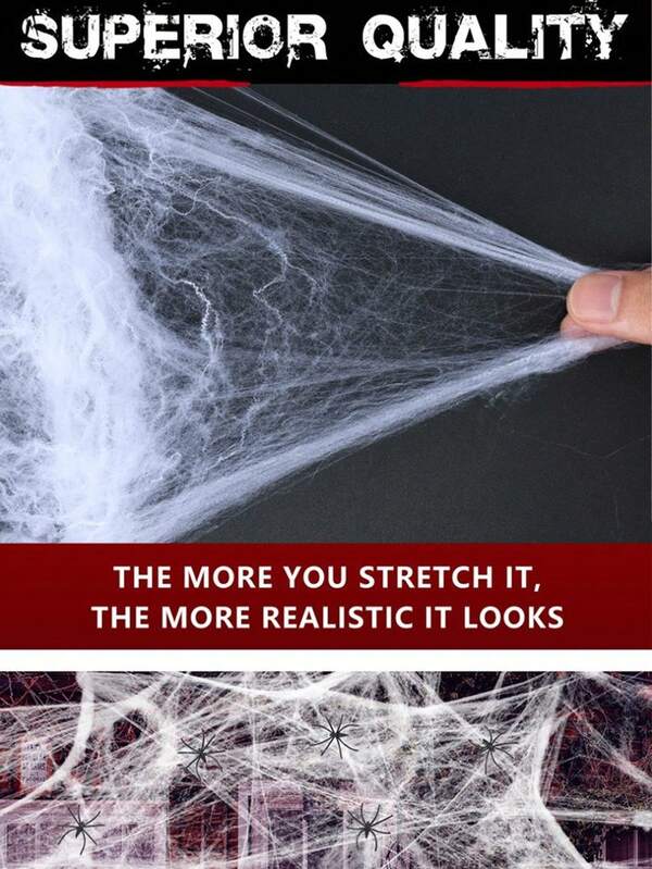 1 pieza Decoraciones de Halloween, Araña de algodón de colores, Telaraña, Seda de araña, Decoración de ambiente para casa embrujada al aire libre, Habitación secreta, Decoración de ambiente para bar