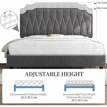 4ft6 Double Upholstered Bed Frame With Adjustable Button Tufted Headboard Veet Fabric Sturdy Wooden Slat Port No Box Spring Needed Dark Grey - DarkGrey - View 5