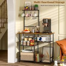 Baker's Rack For Kitchen With Storage, Microwave Stand With Adjustable Shelves And 10 S Hooks, 6-Tier Coffee Bar Station, Kitchen Shelves For Spices, Pots, Rustic Brown,10600244 - Chocolate Brown - View 5