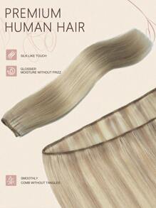 Sew In Hair Extensions Real Human Hair Remy Weft Straight Human Hair Bundles Hand Tied Double Weft Hair Sew In Weft Hair Extensions Human Hair Halloween Costumes For Holiday Festival Essentials Bride Festival Gift - S18/613 - View 3