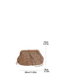 Bolso cruzado de mujer de verano de paja trenzada con borla y cadena, bolso de playa tejido con correa para el hombro, cartera hecha a mano, 1 bolso de embrague de paja trenzada de color beige claro para mujer, bolsas de playa, artículos esenciales para vacaciones, perfecta opción para damas de moda, ideal para el verano.