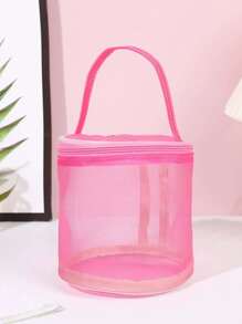 1pc Colorful Mesh Knitted Yarn Storage Bag, Yarn Organizer Suitable For Knitting & Crochet Projects Accessories, Easy To Carry (Purple, Pink, Green)