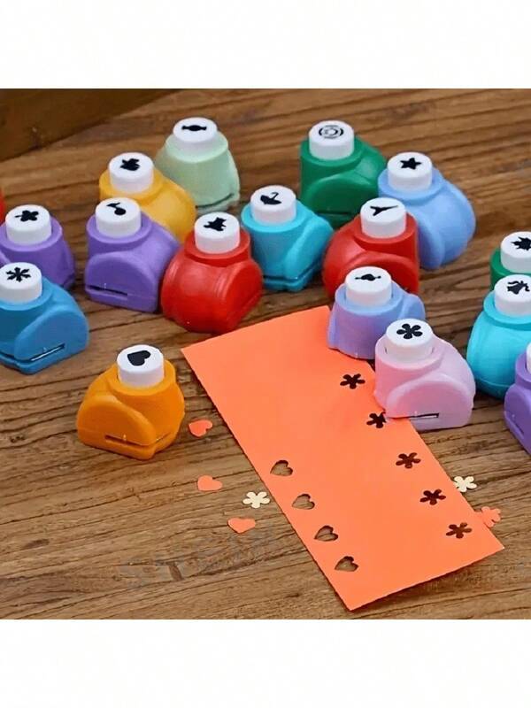 3/6pcs Mini Embossing Punching Set, Mixed Colors, Creative Portable Paper Cuttings And Embossing Tools, Used For DIY Scrapbooks, Greeting Cards And Diary Decoration