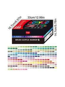 288 Colour Acrylic Marker Set, Soft Tip With Automatic Ink Control System, Strong Coverage For Doodling And Colouring, Suitable For Artists, DIY Crafts, Canvas, Wood, Glass, Rocks And Fabrics, Great For Back To School!