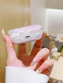 Summer Transparent Cherry Blossom Pattern Pro Case, Cute Floral 3 Earphone Protective Cover, Hanging Charm Design Compatible With Apple Pro 2