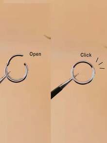 1pc 14K Gold Plated Hypoallergenic Lightweight Silver Double Hoop Earrings, Huggie Hoop Cartilage Helix Piercing Earrings, Suitable For Women 316L Stainless Steel Septum Nose Ring 16G Conch Piercing Jewelry Septum Clicker Lip Ring