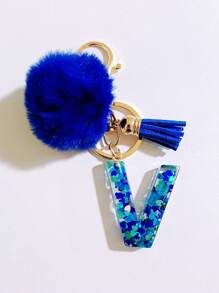 1个字母首字母钥匙扣，可爱毛绒球钥匙圈，可挂在包包、背包、汽车上，是送给女性和女孩的绝佳礼物。这款钥匙扣饰有闪亮的树脂，可用作钱包和手提包的配饰，带有流苏，字母首字母从A到Y。 - 藍色 - 查看 22