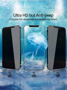 4 件钢化玻璃隐私屏幕保护膜 - 兼容 17/16/15/14/13/12/11、Pro Max/Mini/X/Xs Max/XR 和 14 Plus - 防刮、粘合技术 - 黑色 - 查看 2