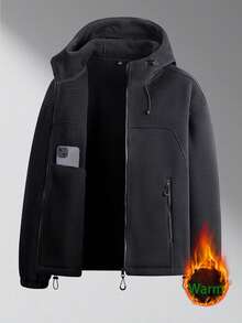 Men's Long Sleeve Autumn/Winter Thick Hooded Jacket, Casual & Fashionable Fleece Jacket