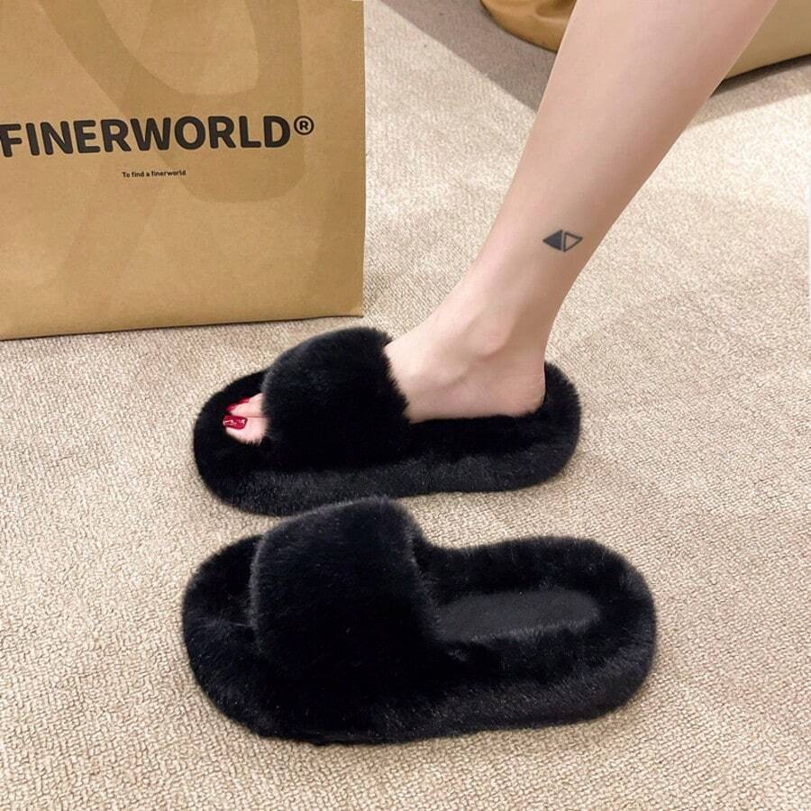 女士系带圆头高跟拖鞋，时尚户外穿着，舒适蓬松高跟鞋