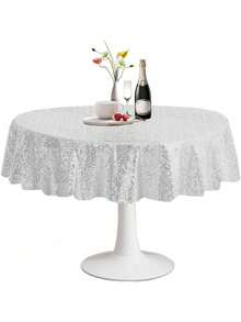 1 khăn trải bàn lấp lánh Halloween, màu vàng, đen, bạc, vàng hồng, trang trí tiệc sinh nhật, tiệc cưới, tiệc Giáng sinh - bạc - Xem 17