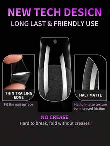 120 Stück mittlere matte transparente nahtlose quadratische Nagel Aufkleber, 12 Größen vollständig abdeckende Acryl Nail Art Decals, geeignet für Nagelstudios und DIY Heimgebrauch Aufklebe-Nägel - Transparent - Übersicht 6