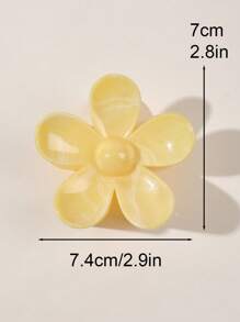1 件 ABS 材质波西米亚风格大理石纹理芥末黄花朵 5 瓣花形发夹，海滩/度假发饰花形发夹秋季配饰秋冬度假装女士 - 彩色 - 查看 3