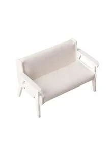 Canapea din piele în miniatură la scară 1:6/1:12, masă din lemn albă, opțiuni de canapea simplă și canapea dublă, potrivită pentru decorul mobilierului pentru casa de păpuși!