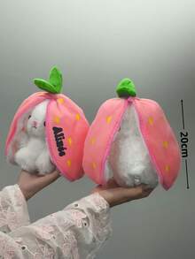 1 pieza Muñeca de peluche de conejo con texto bordado personalizado, exquisito conejo de fresa bordado, muñeca de peluche de conejo de zanahoria, [Personalizado] 1 pieza Muñeca de peluche de conejo de zanahoria y fresa con nombre personalizado, regalo de muñeca para niños, regalo de cumpleaños creativo para niños, muñeca compañera de vacaciones, muñeca de peluche de zanahoria - Multicolor - Ver 6