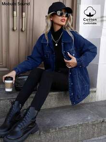 Mobula Sound# 多功能休闲运动时尚女式夹克，蓝色 Y2K 学生学院风，春秋冬季 - 查看 4
