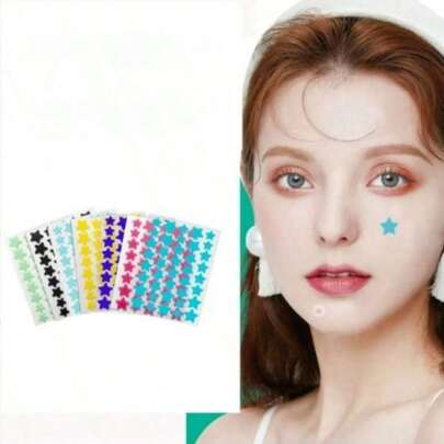 5 Pieces/200 Pills Of Facial Waterproof And Breathable Patches, Waterproof And Sweat Proof Mini Stickers, Suitable For Gatherings, Offices, Halloween And Other Occasions. Festival Party Stickers, Heart-Shaped Stickers, Decorative Stickers (For Decorative Purposes Only, Not For Cosmetics)