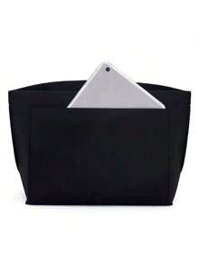 (Inner Lining Bag Only) Felt Zipper Tote Bag Organizer With Cup Holder, 8 Compartments, Suitable For Medium And Other Bag Types - Black - View 2