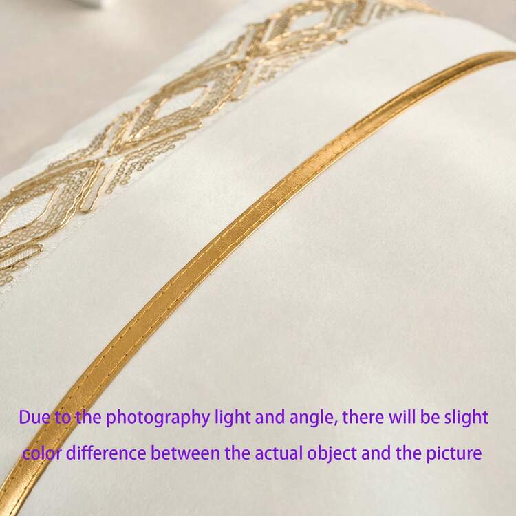 1pc/2pcs Velvet & Faux Leather Sequin Embroidered Striped Cushion Cover (Pillow Insert Not Included), Square Decorative Pillow Sham, Holiday Home Decor, Soft Comfy Fabric, Modern Sofa, Home Bedroom, Dorm Use - White - View 6