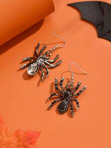 1 par de pendientes creativos con diseño de telaraña de estilo gótico vintage, apropiados para usar en fiestas y celebraciones de Halloween por mujeres