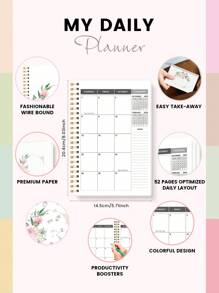 1 件花卉字母月度计划本 2025 年 7 月 - 2027 年 6 月，优雅的 24 个月记事本，带有金色字母和水彩玫瑰封面、月历页、笔记和节日 - 送给女性的个性化礼物，返校