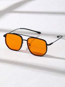 1pc Metal Pilot Frame Advanced Sense Unique Double Beam Design Vintage Elegant Shades Basics Fall Winter Fashion Eyeglasses For Driving Fishing Street Snap Street Business Suitable For All Face Shapes Decoration For Summer Beach Vacation,Outdoor,Travel - Multicolor - View 15