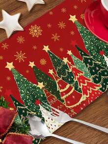 1/2/4/600Pcs Christmas Eucalyptus Theme Placemats, Polyester Placemats, Christmas Eucalyptus Theme Design Style Placemats, Suitable For Christmas Tabletop Decoration, Christmas Party Gathering Home Decor. 30x45cm. - Multicolor - View 9