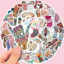 50pcs Vibrant Anatomy & Science Cartoon Stickers - Educational Vinyl Decals For Laptops, Water Bottles, Skateboards | Durable Self-Adhesive, Perfect For Students & Enthusiasts, Cool Stickers - Multicolor - View 6