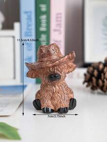 1 件牛仔帽高地牛造型家居装饰雕像