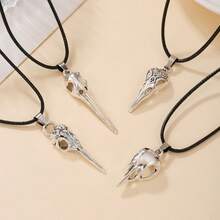 1 Piece New Unique Crow Skull Pendant Men's Necklace, Vintage Distressed Craftsmanship Hot-Selling Gothic Style Jewelry - 2 - 查看 1