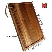 1 Stück Holz Schneidebrett, rechteckiges Serviertablett, in 3 Größen erhältlich: groß, mittel, klein, geriffeltes Holz Hackbrett mit Aufhängeloch, multifunktionales Hartholzbrett, geeignet für Küche Zuhause, Grillen, Dinnerparty, Geschenk zu Feiertagen, Küchenutensilien, Grillzubehör, strapazierfähiges Holz, perfekt für Weihnachten und Thanksgiving