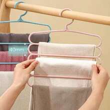 3件/1件5层塑料挂衣架，多功能裤子/围巾/领带衣架，防滑晾衣架，节省衣柜空间 - 彩色 - 查看 5