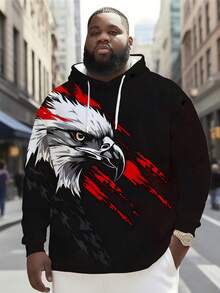 Felpa con cappuccio oversize da uomo ZhuYa, autunno/inverno - Felpa pesante con grafica "Street Fashion Eagle", pullover casual da strada, maglietta a maniche lunghe casual, sportiva e casual