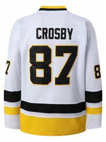 Atonmore Men's 87 White Ice Hockey Jersey Embroidered Stitched Sportswear Casual Training Long Sleeved Pullover