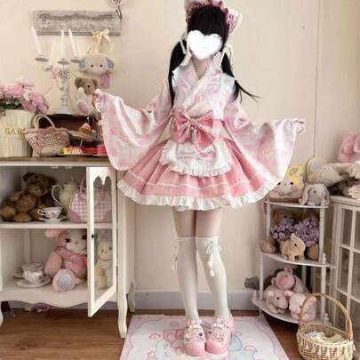 かわいいスーツデザインの夏ロリータロリータドレス日本のメイド修正版