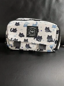Large Capacity Cute Cat Pencil Case With Multi-Functional Storage Layout And Separate Compartments, Polyester Fabric, Soft And Snug Interior, Ideal Back To School Gift, Compact Small Size Designed For Students And Everyday Travel, Cat-Themed Organizer Box For Pencils, Pens, Erasers, Ruler, And Small Accessories, Practical Portable Storage Solution That Makes Organization Effortless And Stylish - Multicolor - View 6