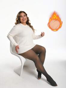 Thick Warm Pantyhose, Stylish Fake Skin Fleece Tights, High Waisted Design, Women's Pantyhose Stockings Winter - Da đen trong suốt - Xem 8