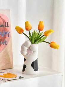 1 pièce Vase en résine avec patte de chat 7 cm x 14 cm, convient pour la décoration intérieure, le jardin extérieur, le balcon, le salon, la salle à manger, l'affichage, applicable pour la vitrine du centre commercial, la décoration de la table à manger, la maison, le rebord de fenêtre, le restaurant rapide, fournisseur de au détail