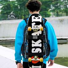 17 Inches Backpack For Boys Men, 3Pcs College Laptop Backpacks With Lunch Bag, Water Resistant Graffiti School Bookbag Set For Teens Students(Blue) - 藍色 - 查看 8