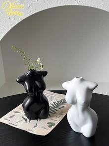 <大胆的曲线，永恒的对比>，1 件现代女性身体花瓶，极简主义砂岩树脂雕塑用于花卉展示，美观的北欧风格家居装饰点缀，优雅的装饰品，适合客厅、卧室、办公室、架子和桌面，非常适合婚礼艺术装饰、母亲节礼物 - 彩色 - 查看 6