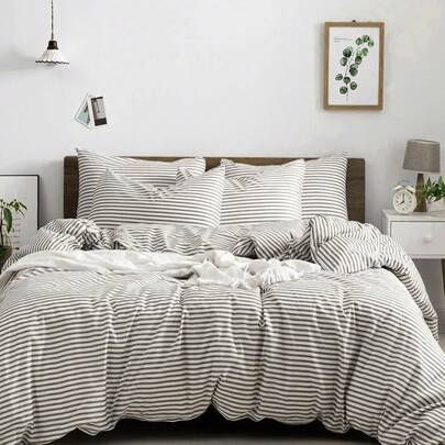 CAQQA 2/3 Piece Cotton Woven Duvet Cover Set | Duvet Cover And Pillow Case, Modern Bedding For Bedroom
