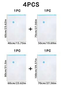 5/4/3/1pcs Vacuum Compression Bags, Vacuum Storage Bags, Airtight Seal Bags With Hand Pump, Clothes Organizer Bags For Shirts, Blankets, Pillows, Pants, Space Saving For Home, Dorm, Closet, Bedroom, Bathroom, Travel Accessories