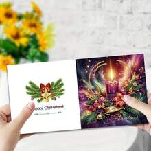 6pcs Christmas Theme Diamond Painting Greeting Card Set, DIY Unique Diamond Art Embellished Christmas Cards, Mosaic Handmade Postcards, Paper Material, Suitable For Party Supplies, Christmas And Holiday New Year Greetings