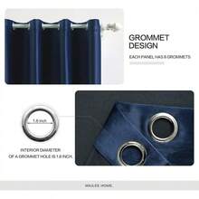 2 Panels Blackout Curtains Solid Soft Grommet Mustard Yellow Thermal Insulated Soundproof Room Darkening Curtains/Drapes/Panels Fall Living Room Bedroom 52 X 90 Inch - 皇家藍 - 查看 3