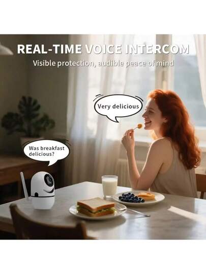 1080P 360° Pan/Tilt Wi Fi Slimme Home Security Camera, Baby Monitor Pet Camera Security, 2.4GHz Fi, One Key Talk, Motion Tracking, Infrared Night Vision, Two Way Audio, Indoor/Outdoor view 4