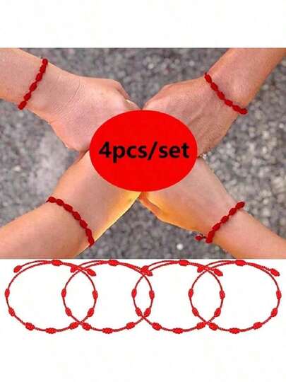 Pulseira Kabballah 7 Nós Vermelha Original Para Sorte E Proteção