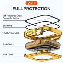 Apple Watch Case Cover, Apple Watch Screen Protector, 2 In 1 Apple Watch Case, 1pc 2 In 1 Case Compatible With Apple Watch Series 4 5 6 7 8 9 10 SE SE2 Ultra With Built-In Screen Protector, Straight Edge Hard PC Full Body Protective Cover For Apple Watch 40/41/42/44/45/46mm
