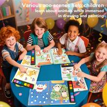 beartale 适合女孩和男孩的 7 色手指画书、适合儿童的动物园主题手指画艺术套装、手指画手绘、适合幼儿的农场动物和生活学习、早期教育忙碌书、感官和匹配活动书、儿童 DIY 创意、儿童 DIY 玩具、儿童 DIY 礼物、儿童 DIY 项目、学校、学生、夏季、返校礼物 - 彩色 - 查看 3